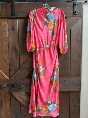 ASOS Pink Floral Maxi Dress with Puff Sleeves